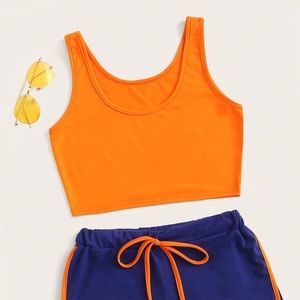 orange and blue 2 piece set